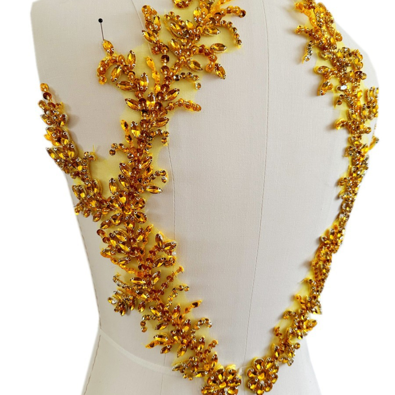 Patch pentru haine cu mărgele acrilice și paiete, decor floral pe spate din plasă, accesorii DIY, Primăvara 2023, Qingdao