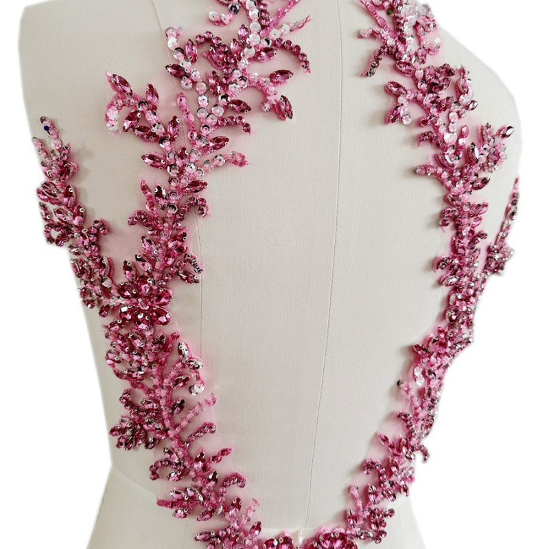 Patch pentru haine cu mărgele acrilice și paiete, decor floral pe spate din plasă, accesorii DIY, Primăvara 2023, Qingdao