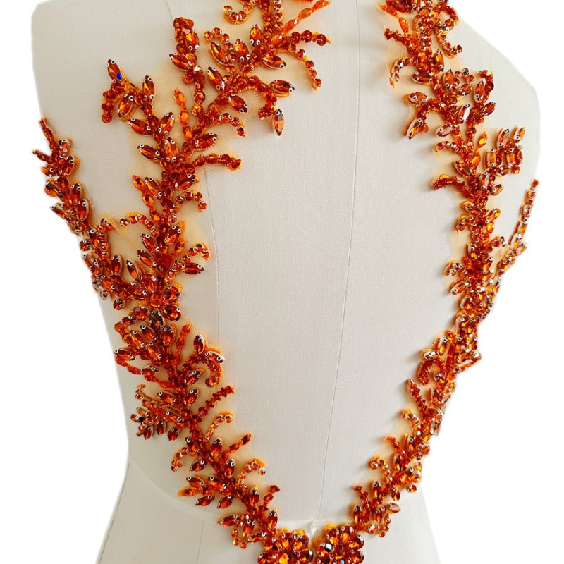 Patch pentru haine cu mărgele acrilice și paiete, decor floral pe spate din plasă, accesorii DIY, Primăvara 2023, Qingdao