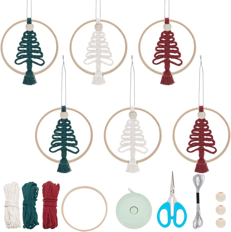 DIY комплект за коледни украси – модерна гобленова тъкан за коледно дърво – Материал: Друг