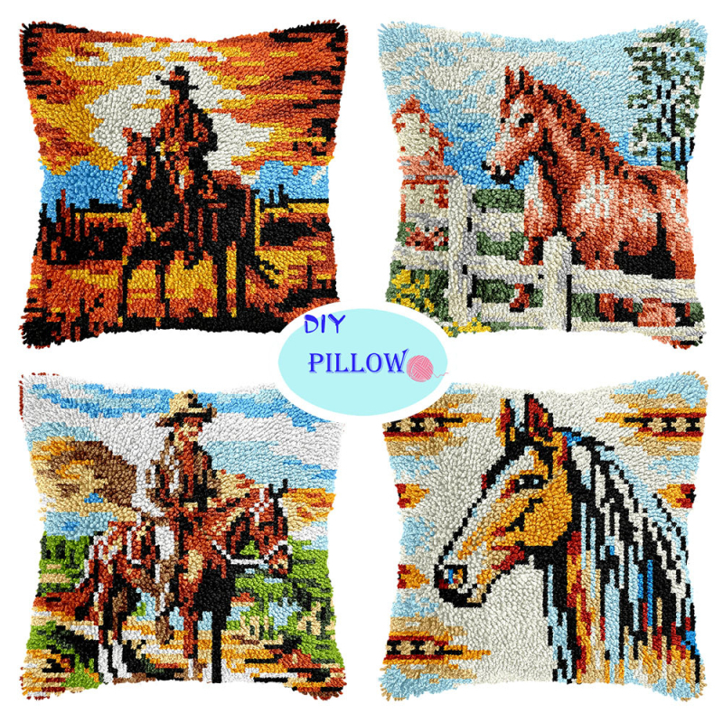 DIY комплект за бродиране на калъф за възглавница — акрилни влакна; Обработка и персонализация: Поддръжка; Нордически стил; Серия черепи; Спалня