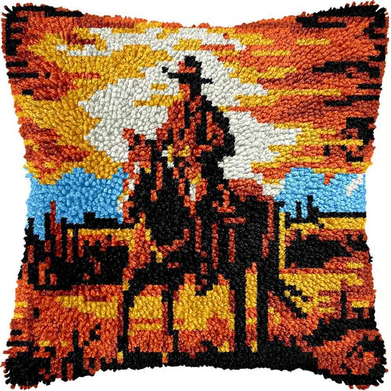 DIY комплект за бродиране на калъф за възглавница — акрилни влакна; Обработка и персонализация: Поддръжка; Нордически стил; Серия черепи; Спалня