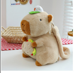 Kapibara kuprinė, pūkli žaislas, didelė talpa, PP medvilnės užpildas, paaugliams 7–14 metų