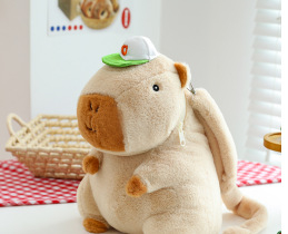 Kapibara kuprinė, pūkli žaislas, didelė talpa, PP medvilnės užpildas, paaugliams 7–14 metų