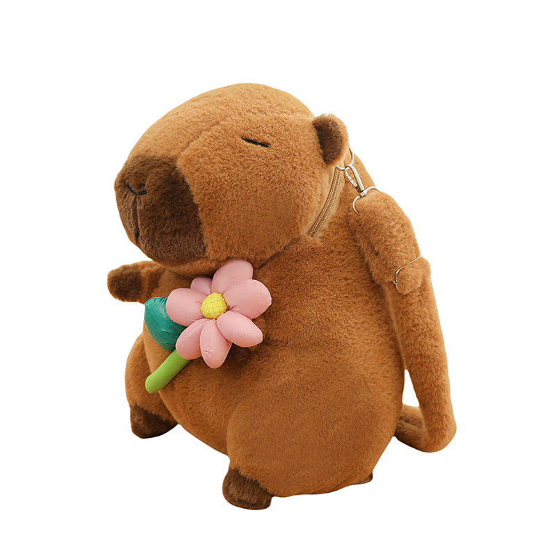 Kapibara kuprinė, pūkli žaislas, didelė talpa, PP medvilnės užpildas, paaugliams 7–14 metų