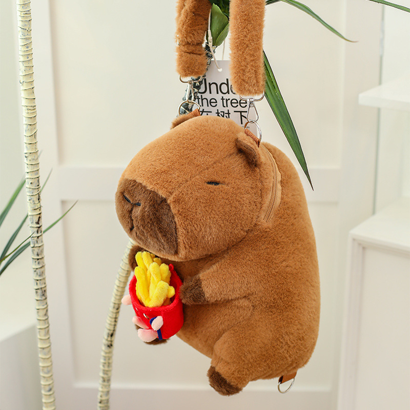 Kapibara kuprinė, pūkli žaislas, didelė talpa, PP medvilnės užpildas, paaugliams 7–14 metų