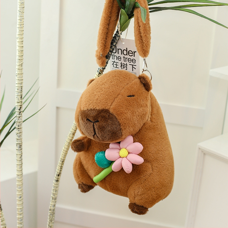 Kapibara kuprinė, pūkli žaislas, didelė talpa, PP medvilnės užpildas, paaugliams 7–14 metų