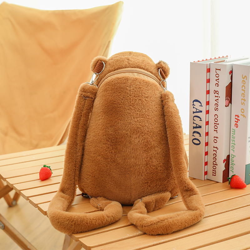 Kapibara kuprinė, pūkli žaislas, didelė talpa, PP medvilnės užpildas, paaugliams 7–14 metų