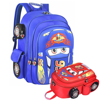 3D раница за начално училище за ученици от 1-2 клас, с картина на автомобил, голям капацитет, найлонова материя