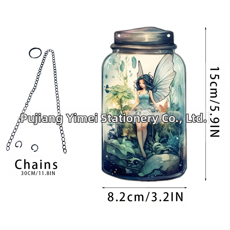 Akrilno staklo privjesak s motivom vile-elf za kućnu dekoraciju; zidno viseći; mogućnost otiska loga; tisak na površini