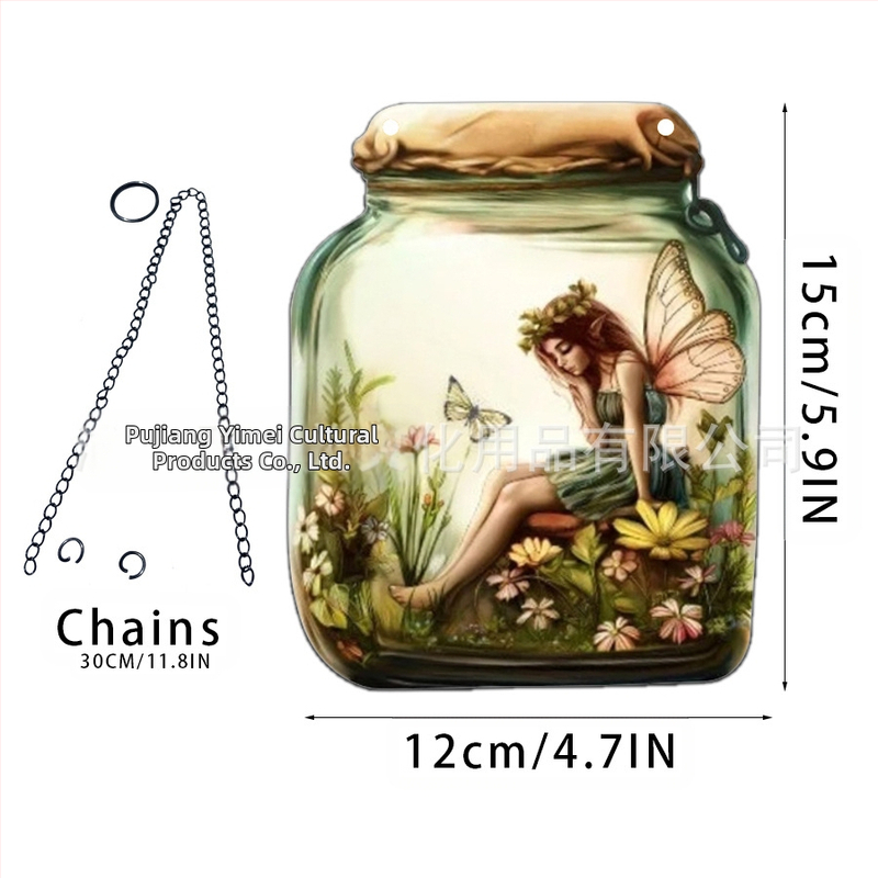 Akrilno staklo privjesak s motivom vile-elf za kućnu dekoraciju; zidno viseći; mogućnost otiska loga; tisak na površini