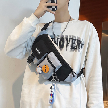 Ανδρική χιαστική τσάντα σε street-trend στυλ, πολυεστέρας με νάιλον επένδυση, εσωτερική θήκη για κινητό, εσωτερικό διαμέρισμα