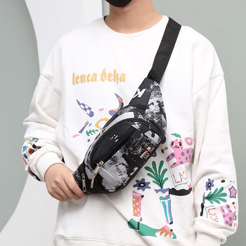 Ανδρική καμβά crossbody τσάντα με φερμουάρ, σχήμα dumpling, μία λουρί, εσωτερική τσέπη