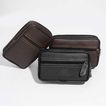 Ανδρική ζώνη τσάντα για κινητό, PU δέρμα, φερμουάρ, κατακόρυφη τετράγωνη μορφή, μοντέλο 2345