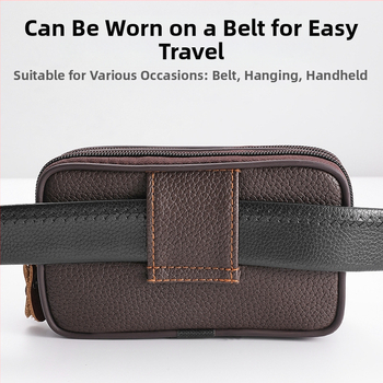 Ανδρική ζώνη τσάντα για κινητό, PU δέρμα, φερμουάρ, κατακόρυφη τετράγωνη μορφή, μοντέλο 2345