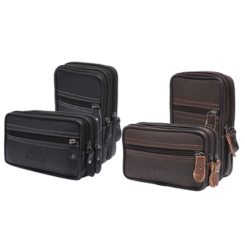 Ανδρική ζώνη τσάντα για κινητό, PU δέρμα, φερμουάρ, κατακόρυφη τετράγωνη μορφή, μοντέλο 2345