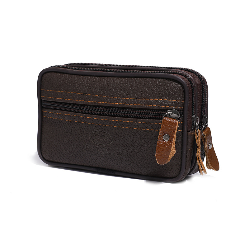 Ανδρική ζώνη τσάντα για κινητό, PU δέρμα, φερμουάρ, κατακόρυφη τετράγωνη μορφή, μοντέλο 2345