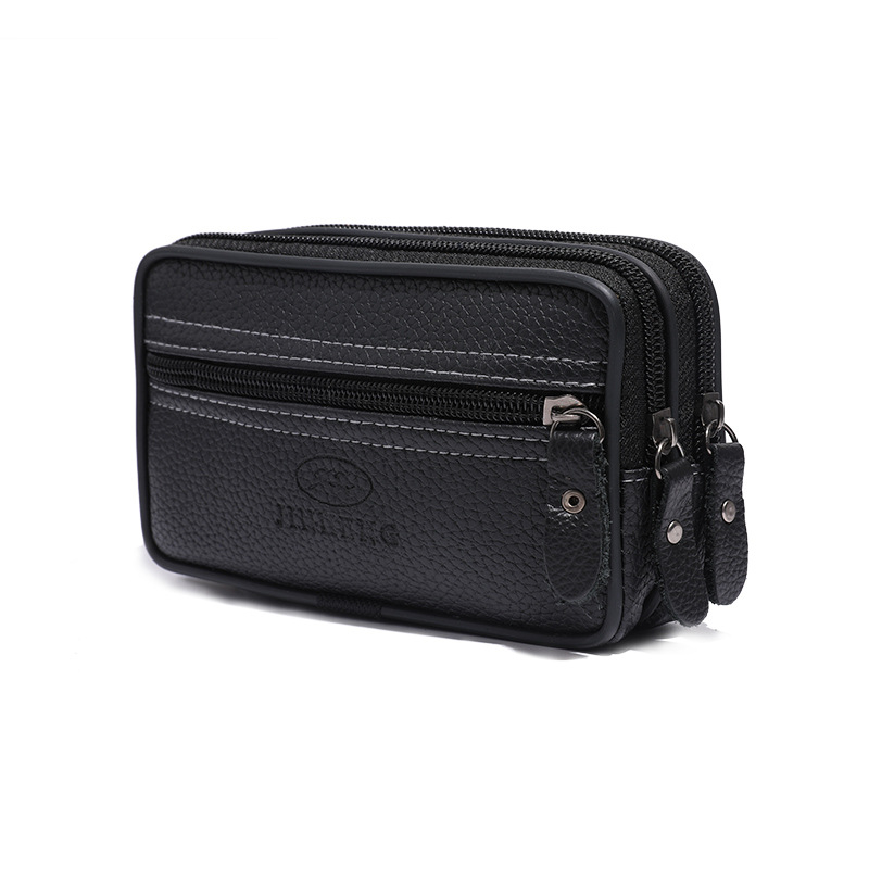 Ανδρική ζώνη τσάντα για κινητό, PU δέρμα, φερμουάρ, κατακόρυφη τετράγωνη μορφή, μοντέλο 2345
