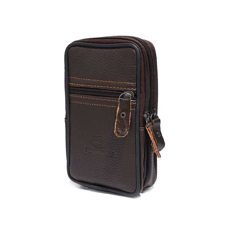 Ανδρική ζώνη τσάντα για κινητό, PU δέρμα, φερμουάρ, κατακόρυφη τετράγωνη μορφή, μοντέλο 2345