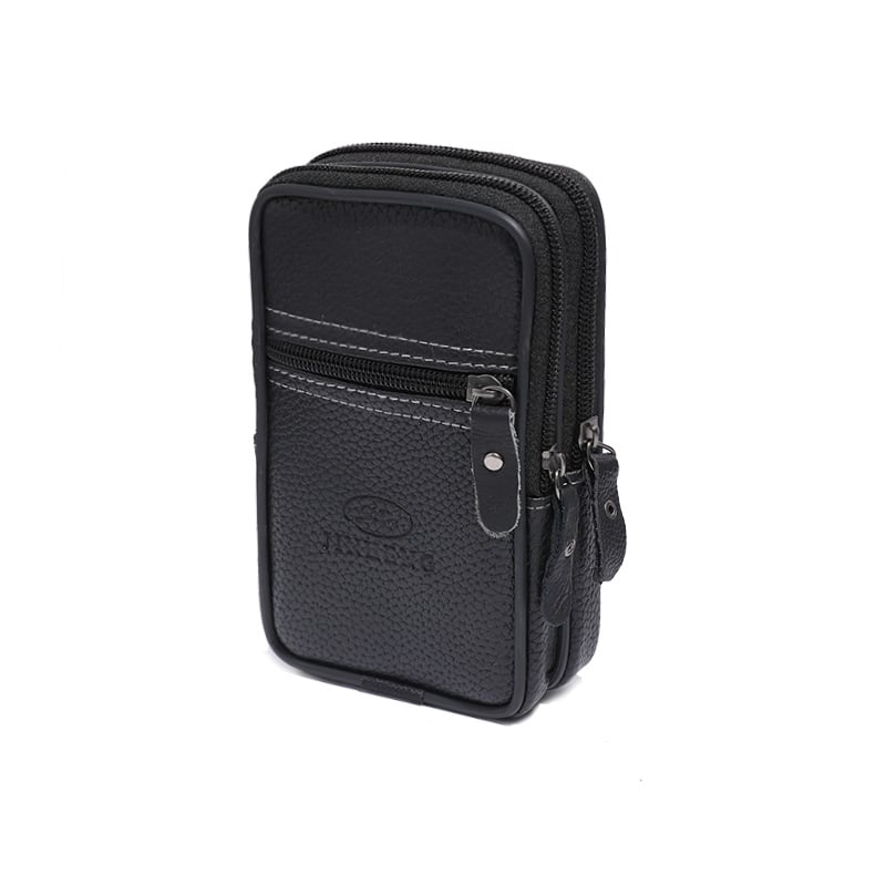 Ανδρική ζώνη τσάντα για κινητό, PU δέρμα, φερμουάρ, κατακόρυφη τετράγωνη μορφή, μοντέλο 2345