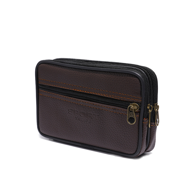 Ανδρική ζώνη τσάντα για κινητό, PU δέρμα, φερμουάρ, κατακόρυφη τετράγωνη μορφή, μοντέλο 2345