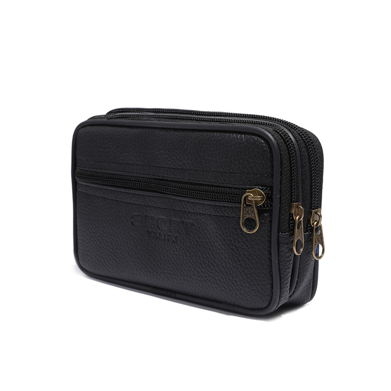 Ανδρική ζώνη τσάντα για κινητό, PU δέρμα, φερμουάρ, κατακόρυφη τετράγωνη μορφή, μοντέλο 2345