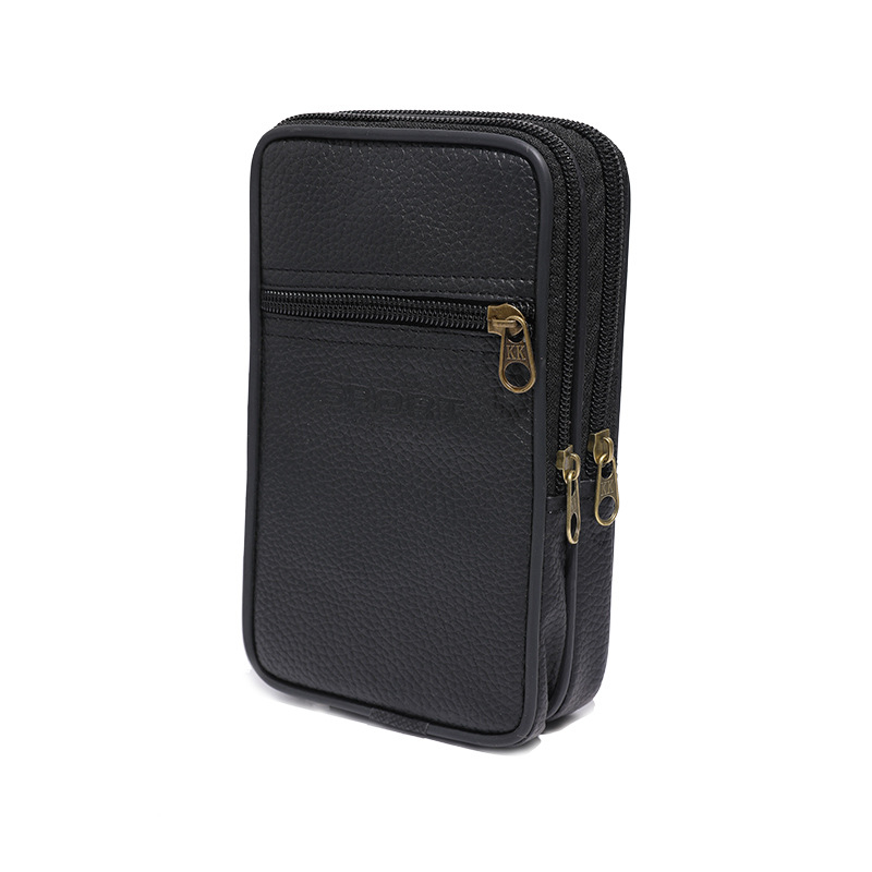 Ανδρική ζώνη τσάντα για κινητό, PU δέρμα, φερμουάρ, κατακόρυφη τετράγωνη μορφή, μοντέλο 2345