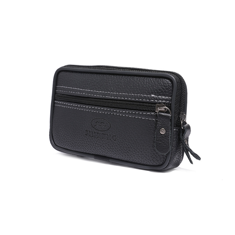 Ανδρική ζώνη τσάντα για κινητό, PU δέρμα, φερμουάρ, κατακόρυφη τετράγωνη μορφή, μοντέλο 2345