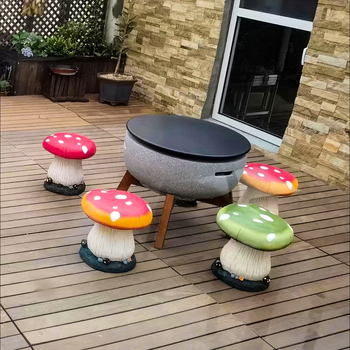 Išorinis sodo dekoratyvinis gaminys iš sintetinių dervų, grybų kėdės forma; Medžiaga: sintetinis derva; Amatas: pusiau rankinis, pusiau mechaninis; Prekės ženklas: Kita; IP leidimas: Ne