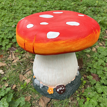 Išorinis sodo dekoratyvinis gaminys iš sintetinių dervų, grybų kėdės forma; Medžiaga: sintetinis derva; Amatas: pusiau rankinis, pusiau mechaninis; Prekės ženklas: Kita; IP leidimas: Ne