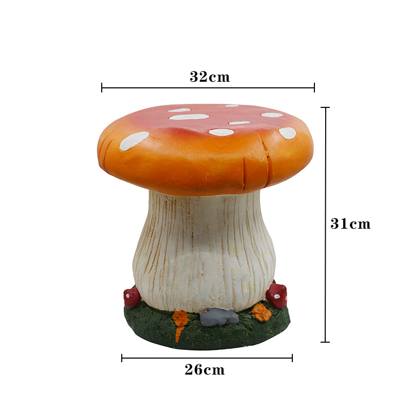 Išorinis sodo dekoratyvinis gaminys iš sintetinių dervų, grybų kėdės forma; Medžiaga: sintetinis derva; Amatas: pusiau rankinis, pusiau mechaninis; Prekės ženklas: Kita; IP leidimas: Ne