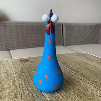 Статуя на кокошка с дълга шия и големи очи, скулптура от смола за интериорно/градинско декориране — материал: синтетична смола; категория: скулптура; стил: модерен арт; опаковка: пенополистирол + картонена кутия