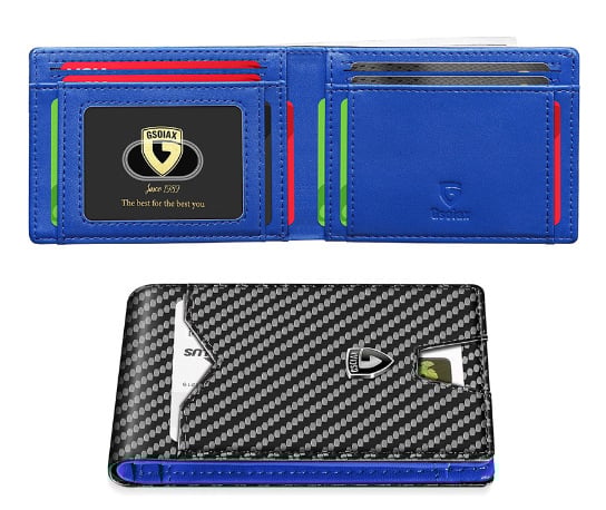 Мъжки портфейл с клип за банкноти - естествена кожа, кожа от първи слой, защита срещу кражба, мултикарти, персонализиране