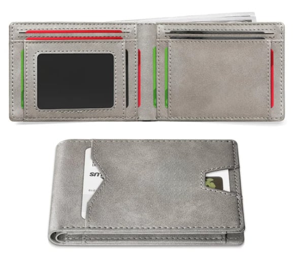 Мъжки портфейл с клип за банкноти - естествена кожа, кожа от първи слой, защита срещу кражба, мултикарти, персонализиране