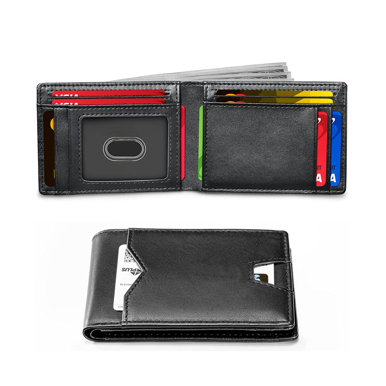 Мъжки портфейл с клип за банкноти - естествена кожа, кожа от първи слой, защита срещу кражба, мултикарти, персонализиране