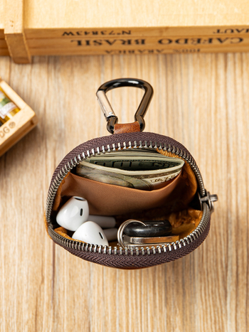 Monētu maciņš no īstas ādas (pirmās kārtas āda), vienkrāsains, ielu modes stils, izturīgs pret nodilumu, ar nodalījumu ausu austiņām, unisex, ikdienas lietošanai