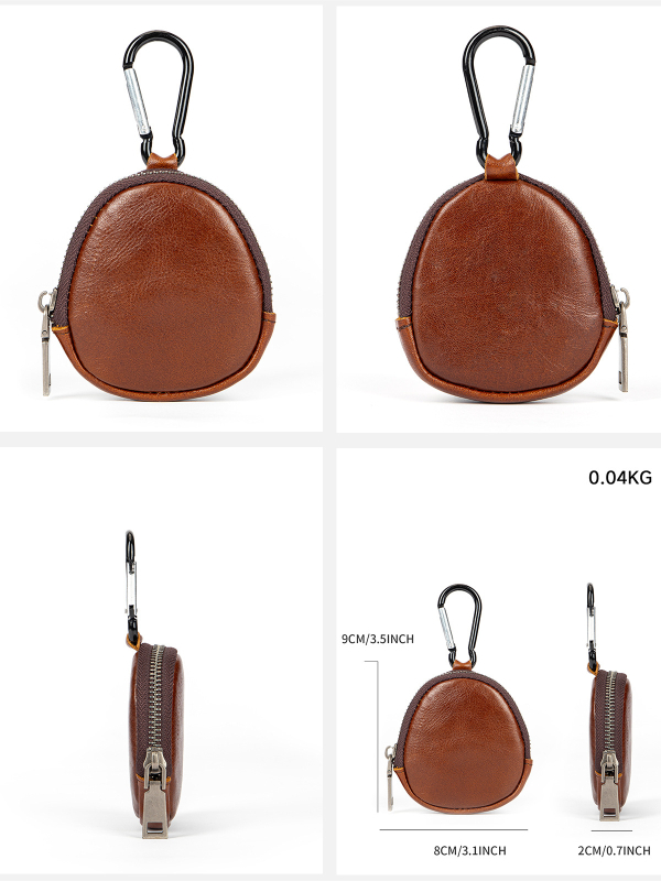 Monētu maciņš no īstas ādas (pirmās kārtas āda), vienkrāsains, ielu modes stils, izturīgs pret nodilumu, ar nodalījumu ausu austiņām, unisex, ikdienas lietošanai