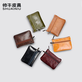 Mini pénztárca valódi bőrből, marhabőr első réteg, cipzáras zárás, poliészter bélés, vízálló, utcai stílus