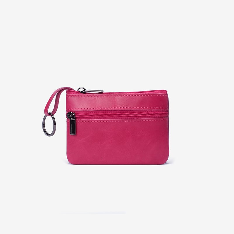 Mini pénztárca valódi bőrből, marhabőr első réteg, cipzáras zárás, poliészter bélés, vízálló, utcai stílus