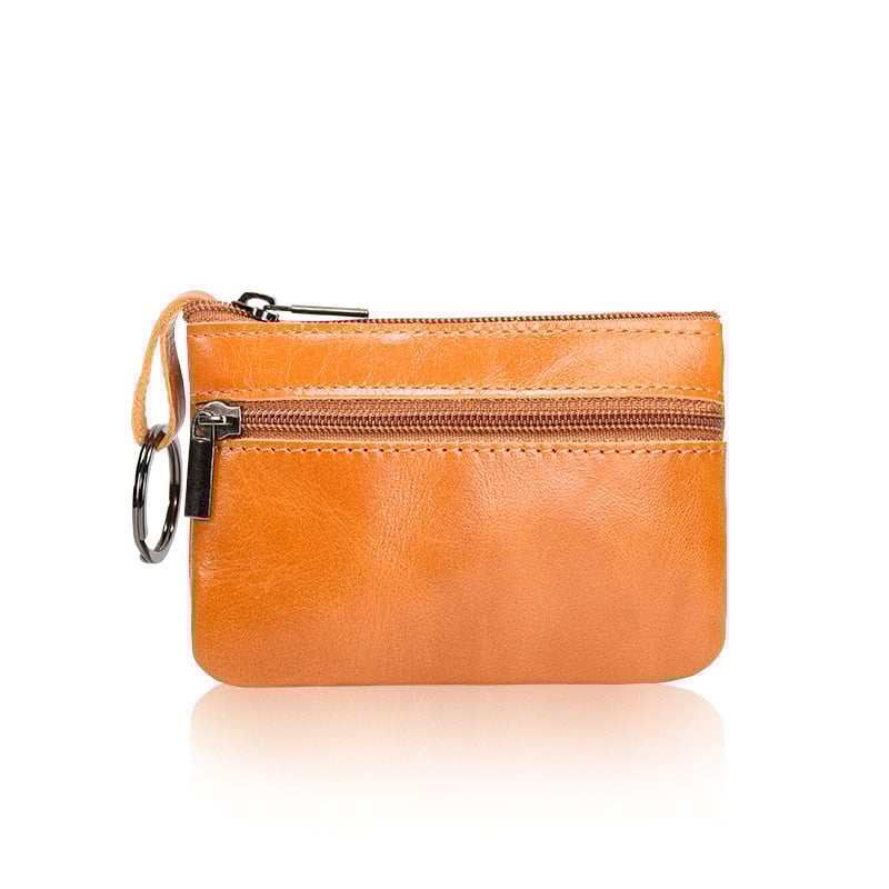 Mini pénztárca valódi bőrből, marhabőr első réteg, cipzáras zárás, poliészter bélés, vízálló, utcai stílus