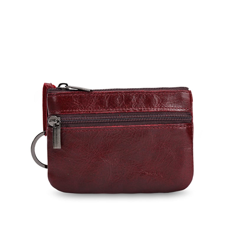 Mini pénztárca valódi bőrből, marhabőr első réteg, cipzáras zárás, poliészter bélés, vízálló, utcai stílus