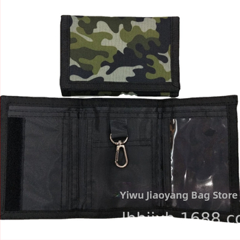 Портфейл против кражба, мултифункционален, с Velcro затваряне, хоризонтален къс дизайн, полиестер; банкнот клип, прозорец за ID, отделения за карти и джоб с цип.