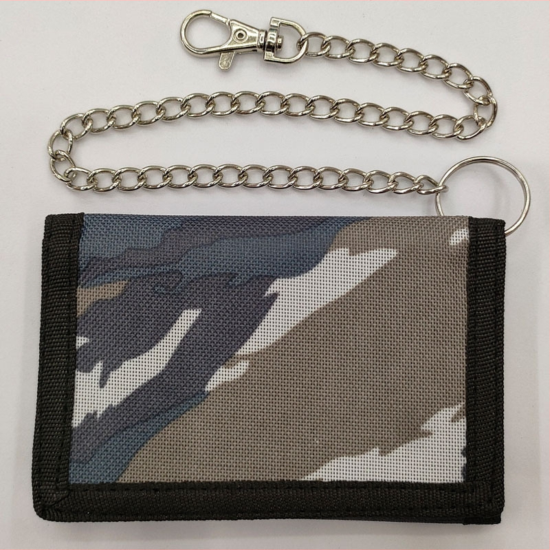 Портфейл против кражба, мултифункционален, с Velcro затваряне, хоризонтален къс дизайн, полиестер; банкнот клип, прозорец за ID, отделения за карти и джоб с цип.