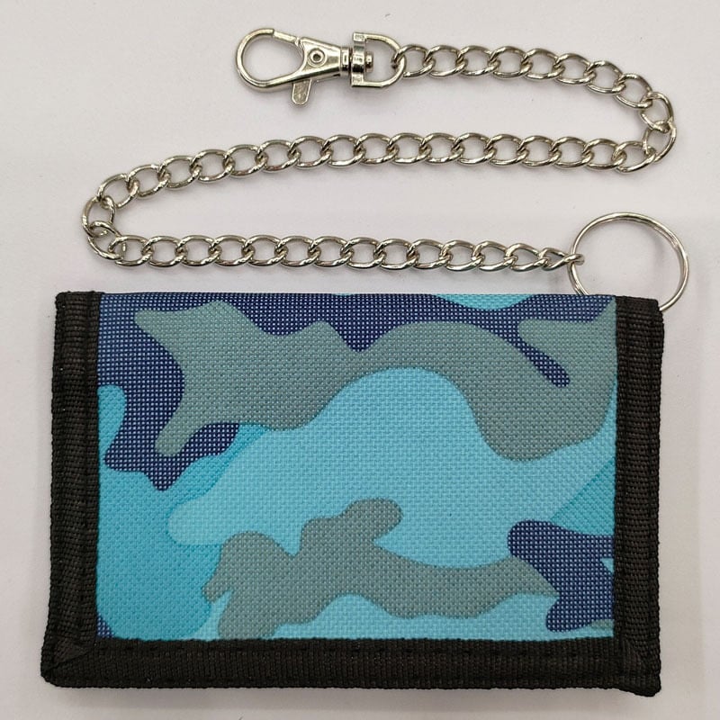 Портфейл против кражба, мултифункционален, с Velcro затваряне, хоризонтален къс дизайн, полиестер; банкнот клип, прозорец за ID, отделения за карти и джоб с цип.