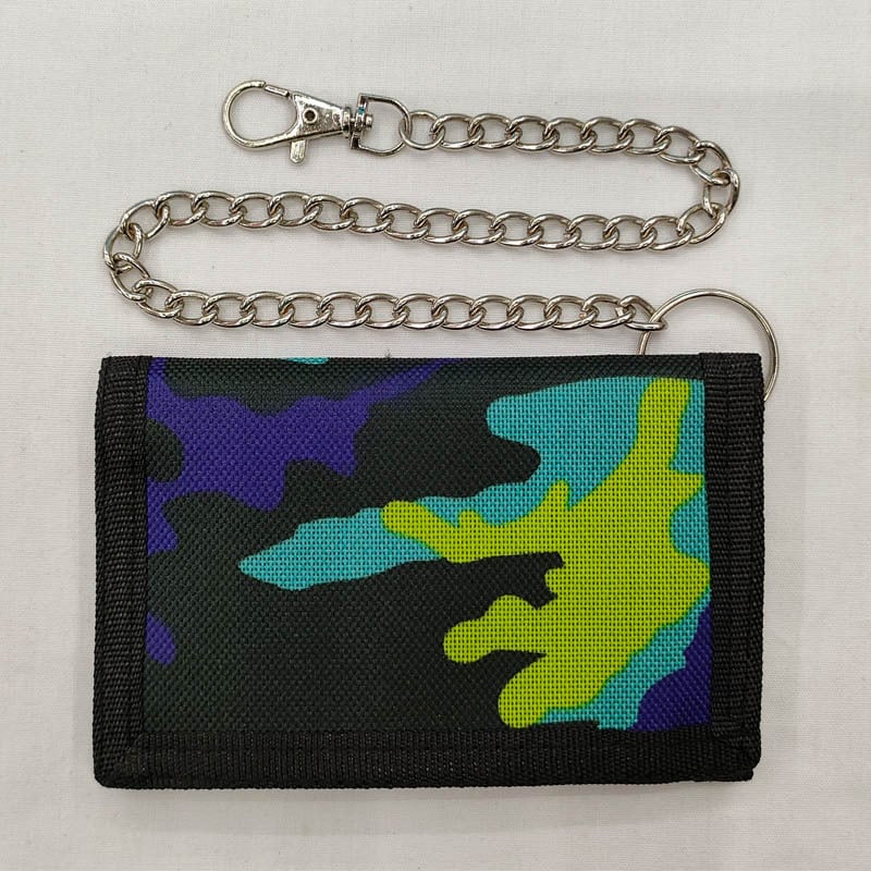 Портфейл против кражба, мултифункционален, с Velcro затваряне, хоризонтален къс дизайн, полиестер; банкнот клип, прозорец за ID, отделения за карти и джоб с цип.