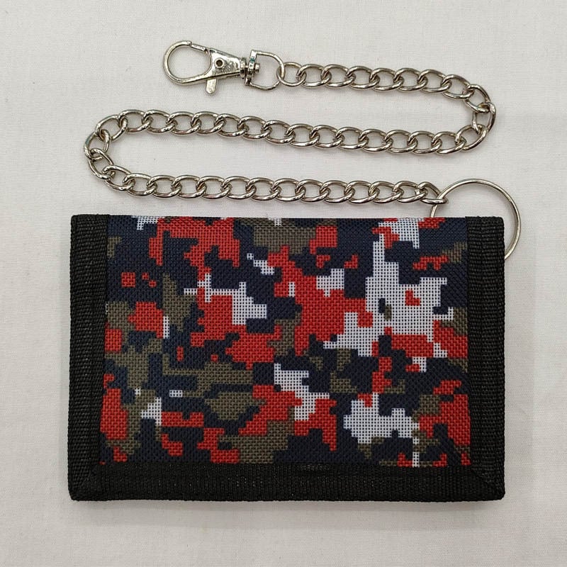 Портфейл против кражба, мултифункционален, с Velcro затваряне, хоризонтален къс дизайн, полиестер; банкнот клип, прозорец за ID, отделения за карти и джоб с цип.