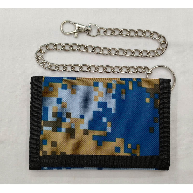 Портфейл против кражба, мултифункционален, с Velcro затваряне, хоризонтален къс дизайн, полиестер; банкнот клип, прозорец за ID, отделения за карти и джоб с цип.