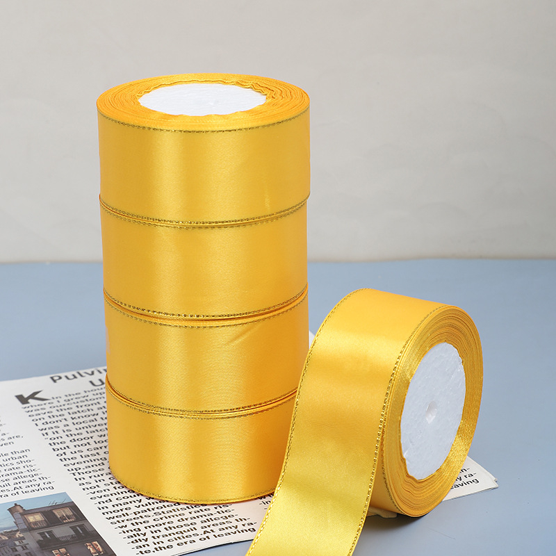 Κορδέλα - Διπλό χρυσό άκρο, πολύχρωμη κορδέλα δώρου - Jinghui, κατάλληλη για αξεσουάρ μαλλιών, διακόσμηση, ρούχα, χειροποίητα