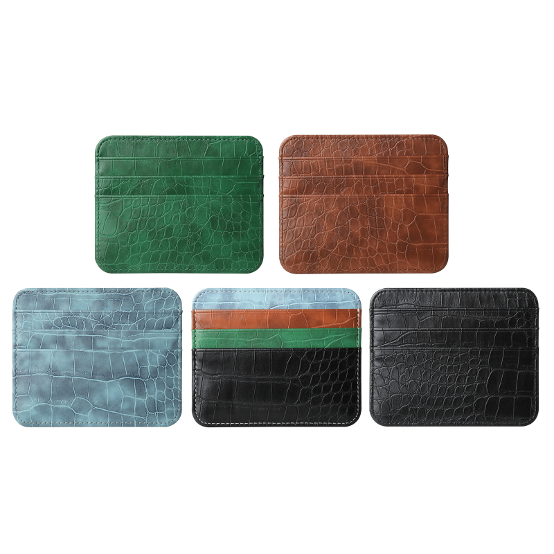 PU bőr kártyatartó, ultra vékony, kétoldalas, 7 kártya kapacitás, 1 hajtás