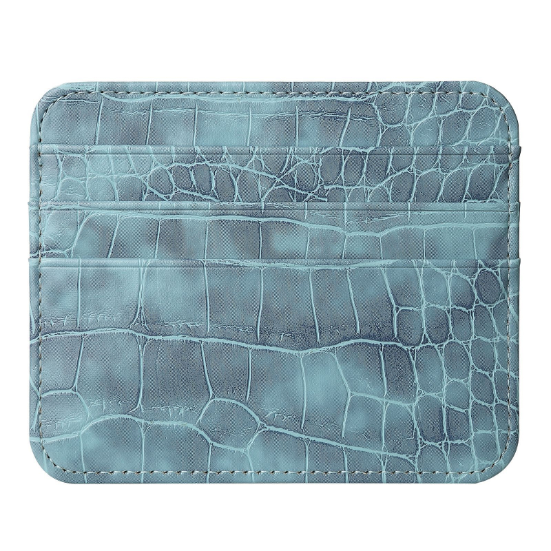 PU bőr kártyatartó, ultra vékony, kétoldalas, 7 kártya kapacitás, 1 hajtás